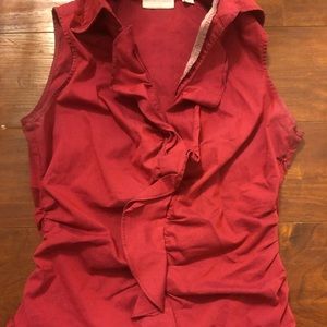 V neck ruffle dress shirt.